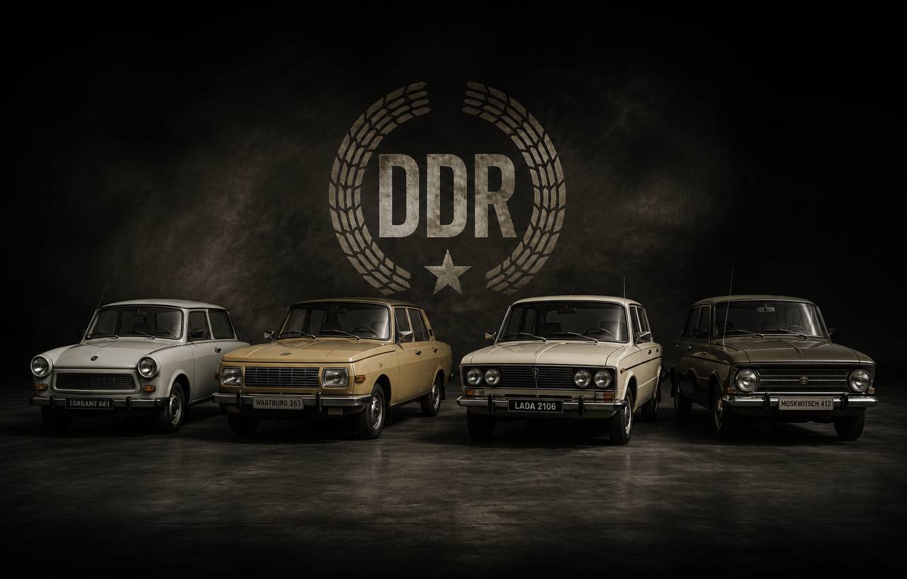 DDR-Fahrzeuge wie Trabant, Wartburg und Lada als Oldtimer